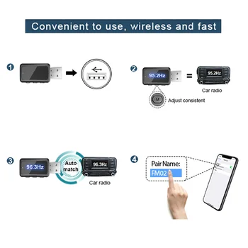 Bluetooth-5.3 Saatja-Vastuvõtja 87.5-108MHZ FM-Adapter-Vabad Kõne Mini USB Power Car Kit Auto Wireless Audio FM-Raadio
