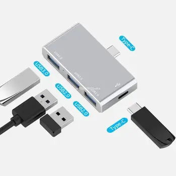 USB HUB, 4 in 1 USB-C-HUB-USB-Tüüp C-Multi USB 2.0 Adapter ARVUTI Sülearvuti Splitter Dropship