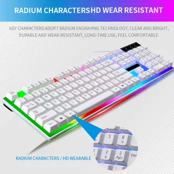 20Pcs USB Wired Gaming Keyboard Mouse Set PC Värviline Valgustatud LED Taustavalgustusega Gamer Gaming Hiire ja Klaviatuuri Komplekt Kontor