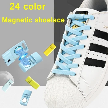 24Color kingapaelad, Elastne Magnet metallist lukk Kiire kulumine 1 teine Ei tie shoelace Korter Sobib kõigile kingad Laisk paelad