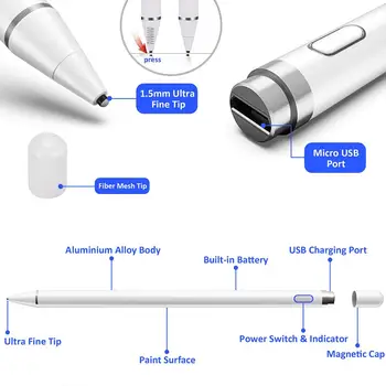 Universaalne Mahtuvuslik Stlus Puutetundlik Pliiats Smart Pen for IOS/Android Süsteemi Apple iPad Telefon Stylus Pliiats Puutetundliku Pliiatsi