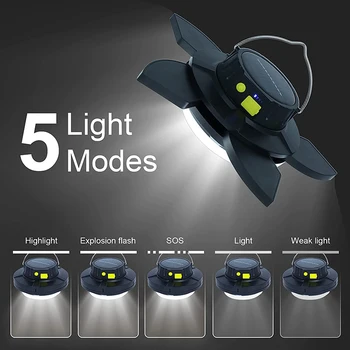 5+1 Tera Päikese Väljas Kokkuklapitavad Kerge Kaasaskantav USB Laetav LED Pirn Otsingu Tuled Telkimine Avarii Lamp voolukatkestustega