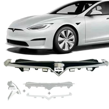 Komplekt 3tk Jaoks Tesla Model S 2016-2020 esistange Ülemine Kroomitud Iluvõre koos Auto Logo 1056377-00-F 1062472-00-E 1056386-00-F