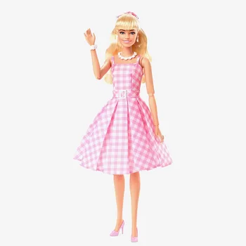 2023 Barbie Filmi Nukk Margot Robbie nagu Barbie Seljas Roosa ja Valge Gingham Kleit Laekuva Nukk, Mänguasi on Tüdruk Kingitus HPJ96